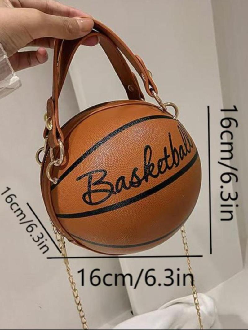 Product Introduction of Fashionable Basketball Design Crossbody Bag, Casual Pu Leather Zipper Handbag for Women, Trendy All-match Commuter Bag for Daily Used 1
