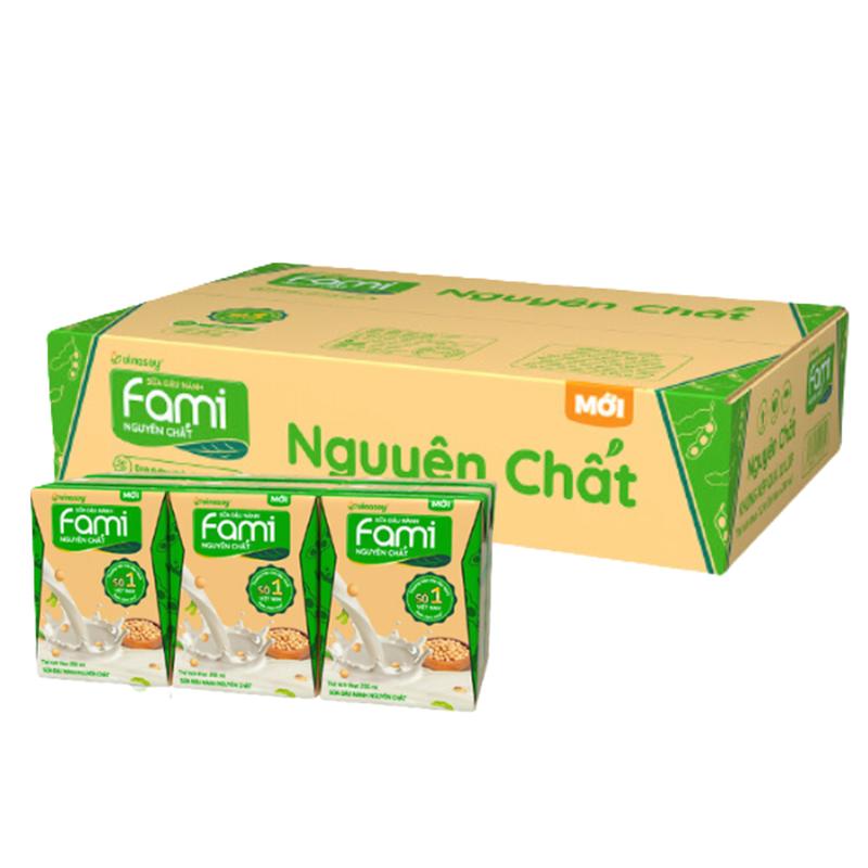 Thùng sữa đậu nành Fami hộp 36x200ml - canxi/nguyên chất/đậu đỏ