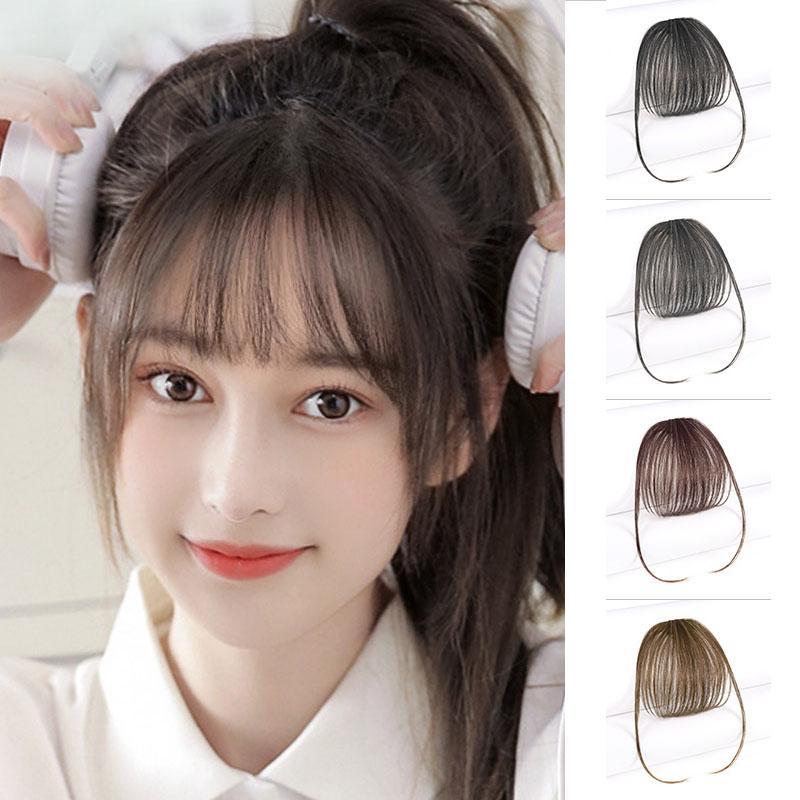 Tóc Giả Mái Bằng Không Khí, Nữ, Kẹp Tóc Trán Tự Nhiên, Vô Hình, Liền Mạch, Mỏng, Tóc Mái Giả, Tóc Mái Cùn 3