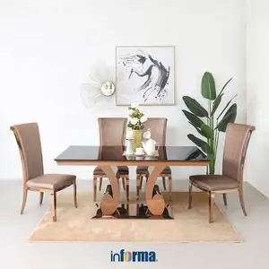 Informa 180x90x75 Cm Forgan Set Meja Makan 4 Kursi - Cokelat