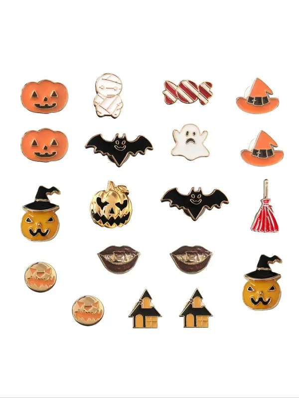 Cute Cartoon Ghost & Pumpkin & Witch Hat Design Shoe Decoration, Halloween Themed Shoe Charm, Fashionable Shoes Decoration for Women & Girls 5