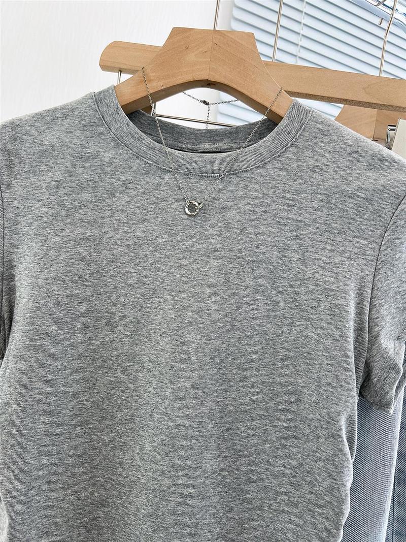 Product Introduction of Short pleated women's T-shirt waist design sweet short-sleeved summer cotton round neck top 21