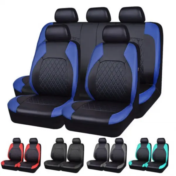 Set Sarung Tempat Duduk Kereta, Universal, Gaya Sukan, Diperbuat daripada Kulit PU, Sesuai dengan Kebanyakan Kereta, Fabrik Biasa, Fesyen Warna Dwi, Aksesori Kereta, Pelindung Tempat Duduk Car