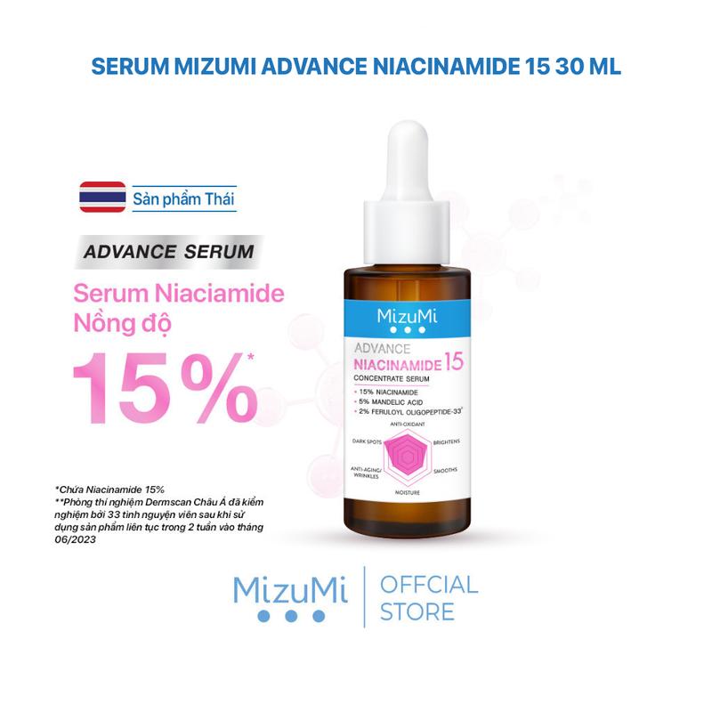 MizuMi Serum Hỗ Trợ Giảm Thâm Mụn Advance Niacinamide 15 Concentrate Serum 30ml Niacinamide