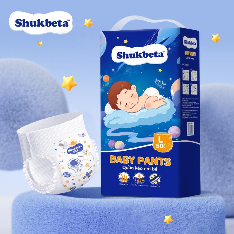 Shukbeta Gói 50 Miếng Bỉm Tã Quần Cho Bé Đa Kích Cỡ M, L, XL, XXL,XXXL Siêu Mỏng Thấm Hút Thoáng Mát Huggies