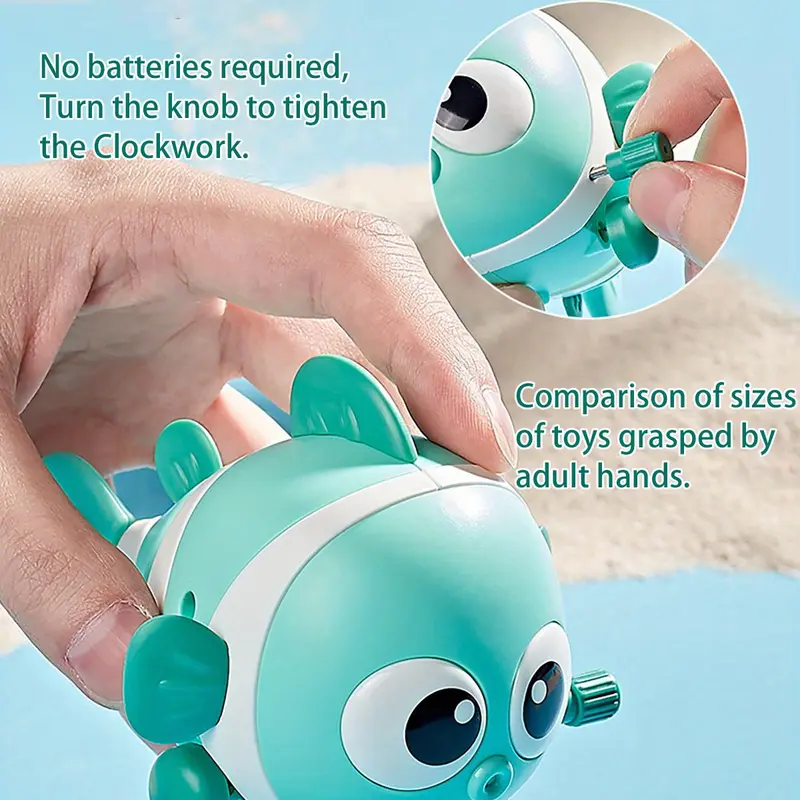 Baby's Cartoon Fish Clockwork Toy, Baby Crawling Learning Fish Design Clockwork Toy, Toddler Sensory Play Kit 4