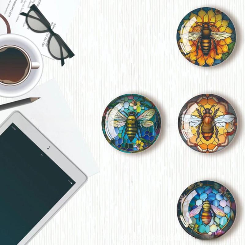 Round Magnetic Fridge Magnet, Colorful Bee Pattern Fridge Magnet, Kitchen Decoration for Office Whiteboard, Cabinet, Dishwasher, Locker 4