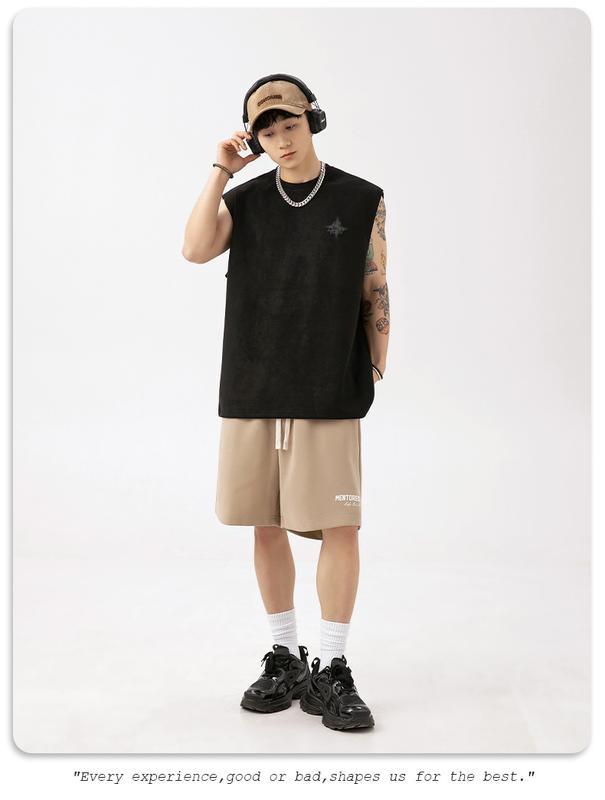 Product Introduction of Lotin Suede Thin Sports Vest Men's 2024 Summer New Sleeveless T-shirt American Letter Printed Casual Waistcoat 18