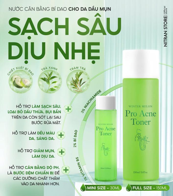 Toner Nước Cân Bằng Bí Đao SOHERBS 150ml Dành Cho Da Dầu Mụn Hỗ Trợ Làm Sạch Sâu, Dưỡng Trắng Da Skincare Dưỡng Ẩm Da Làm Đẹp Da Dưỡng Da Mặt Chăm Da Đón Tết