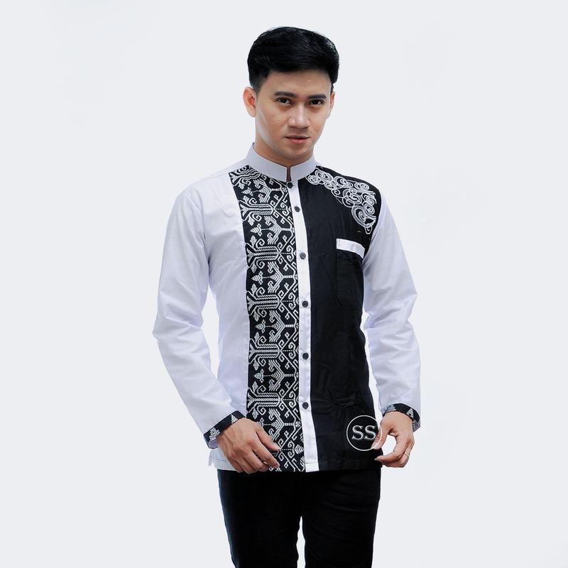 Baju Koko Syar'i Dewasa Lengan Panjang Terbaru Bordir Kain Muslim Pria Kombinasi 1