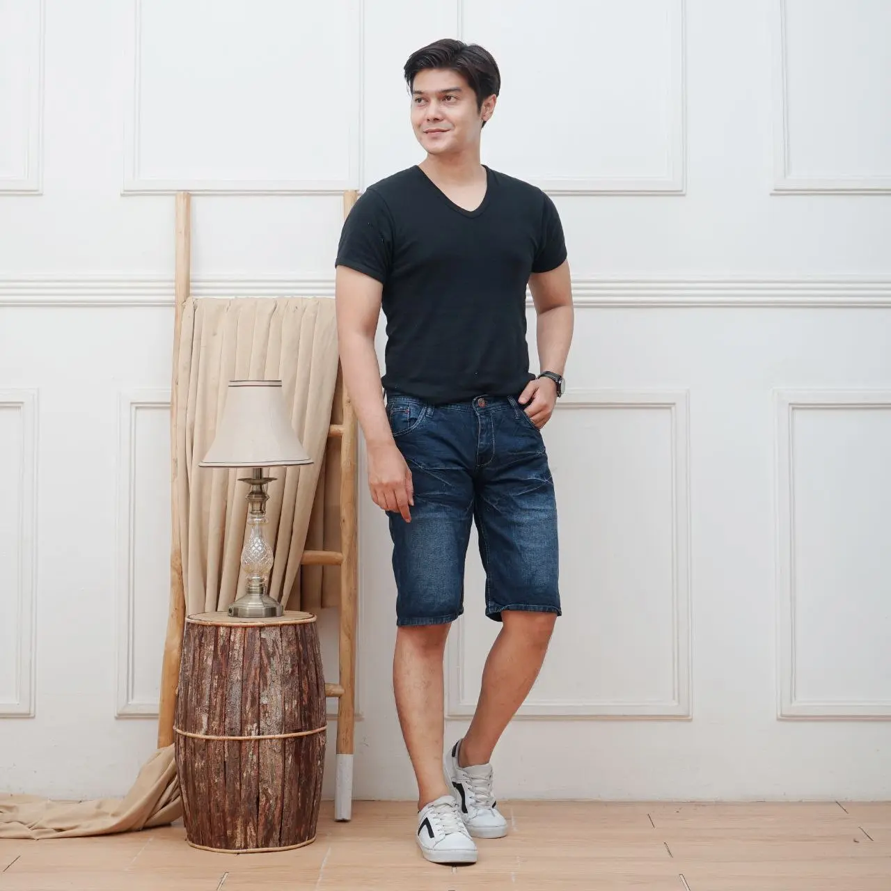 CELANA PENDEK JEANS PRIA DEWASA WHISKER celana  sobek katok  pendek