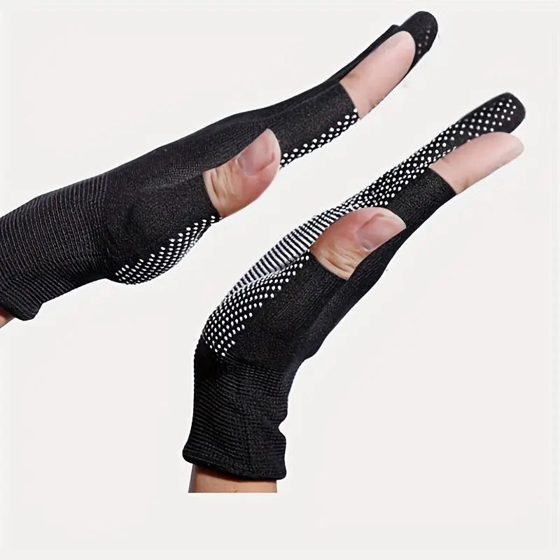 2pcs Breathable Anti-Slip Sunscreen Gloves - High Elasticity, Thin Dacron Material, Solid Color, Touchscreen Compatible for Outdoor Activities, Black & Grey, Sun Protection Clothing 4