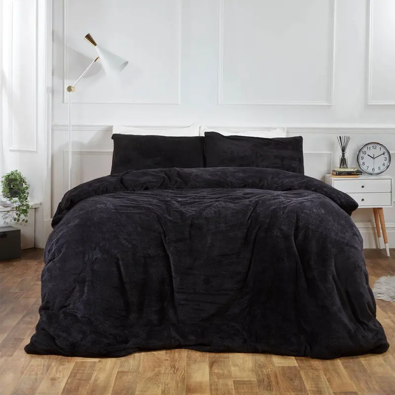 Brentfords Teddy Fleece Duvet Cover with Pillow Case Thermal Warm Bedding Set 2