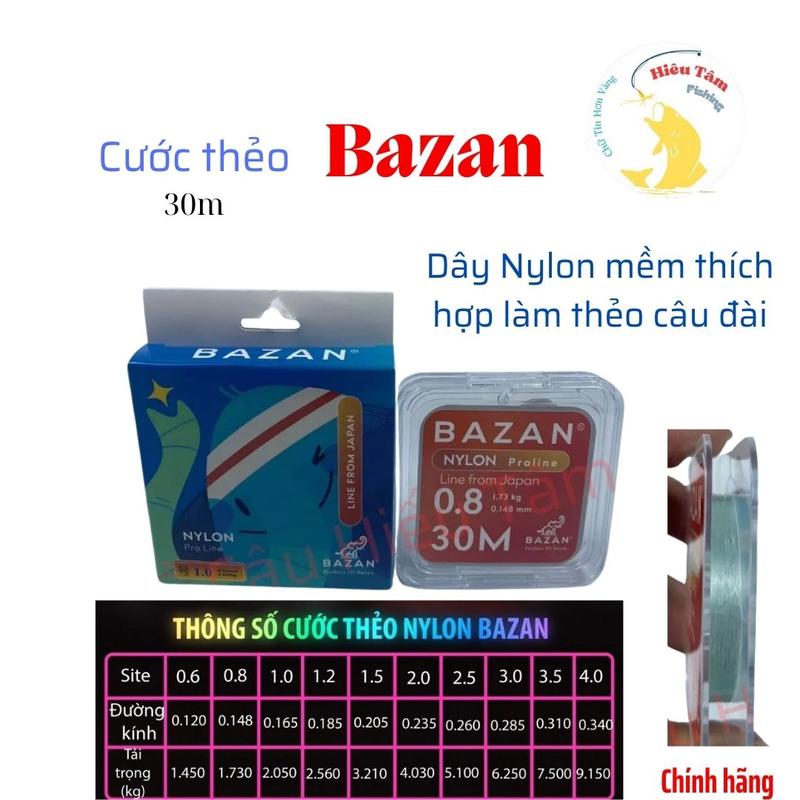 Cước Thẻo Cước Link Bazan Nylon 30m cao cấp dây mềm mịn sợi nhỏ chính hãng Bắt Cá Đi Câu Fishing