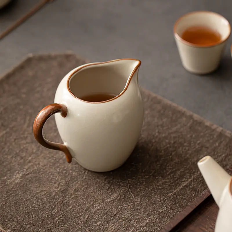 perfect teapotperfect teapotKitchenware Beige Ru Kiln Fairness Cup Ceramic Fair Cup Household Anti-scald Handle Tea Divider Tea Sea Tea Set Tea Ceremony Accessories perfect  teapot
