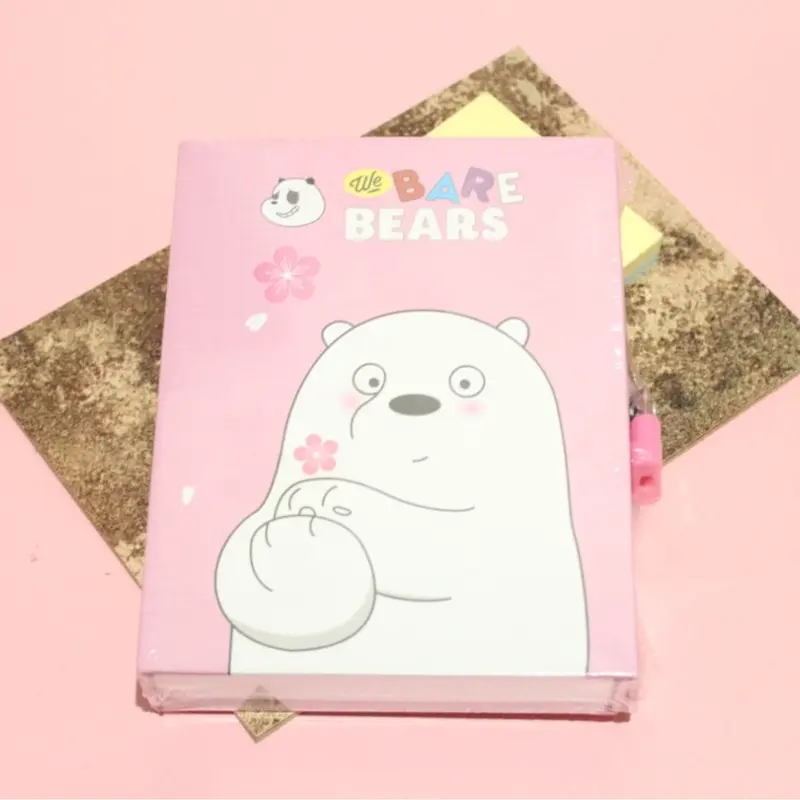 Buku Gembok Motif We Bare Bears WBB - UNGU  PINK BIRU RANDOM - diary kunci tulis notebook diari harian lucu unik warna warni random kartun 4