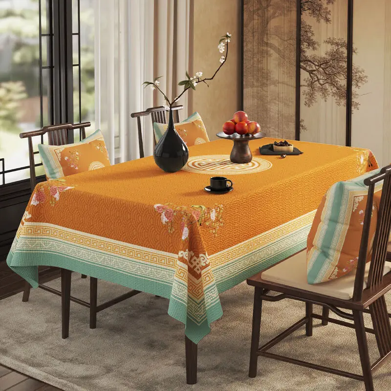 New Chinese Style Cotton Linen Tablecloth Fabric Chinese Style Rectangular Solid Wood Table Cloth For Home Classical Tea Table Decoration Tablecloth