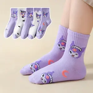 ( ISI 5 ) SET KAOS KAKI ANAK PEREMPUAN SEBETIS CALF SOCKS MOTIF  LOT KUR  MEL