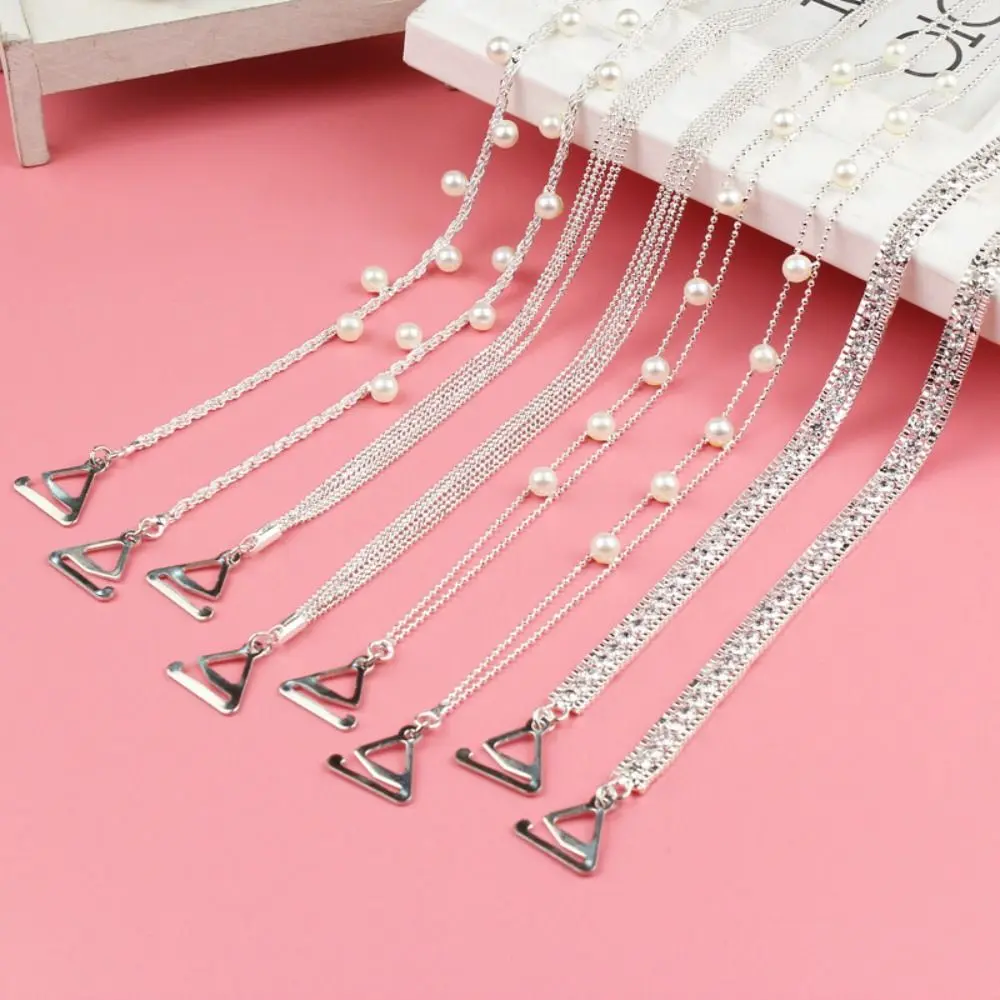 Aniti-Dây Đeo Áo Ngực Trượt, Dây Đeo Vai Kim Loại Thời Trang, Dây Đeo Đồ Lót Kim Cương Giả Có Thể Điều Chỉnh