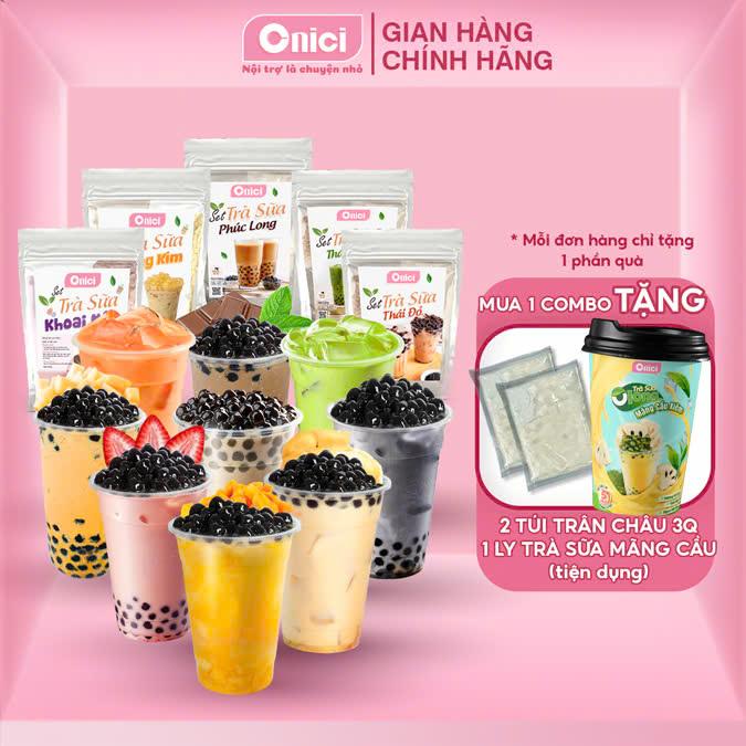 Combo 2 vị trà sữa tự chọn nấu được 30 35 ly Bếp Của Mẹ ONICI - kèm Công Thức nấu - [Phúc Long - Thái Xanh - Thái Đỏ - Khoai Môn ...] - Topping