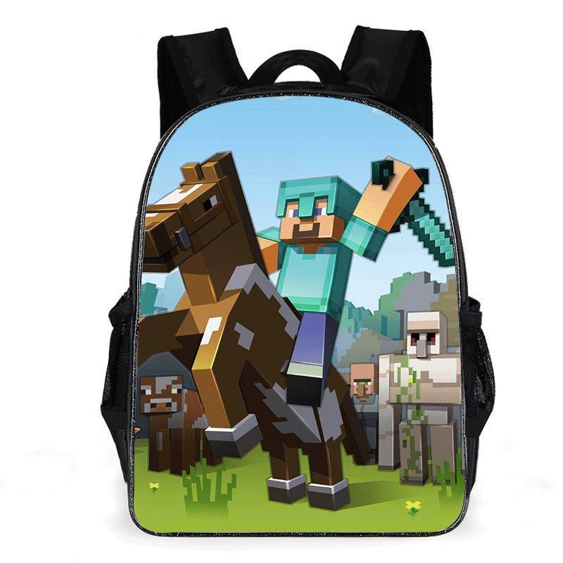 Product Introduction of Beg Sekolah, Reka Bentuk Dunia Saya Minecraft, Untuk Pelajar Sekolah Rendah dan Menengah, Beg Galas Kanak-kanak, Beg Galas Kartun 1