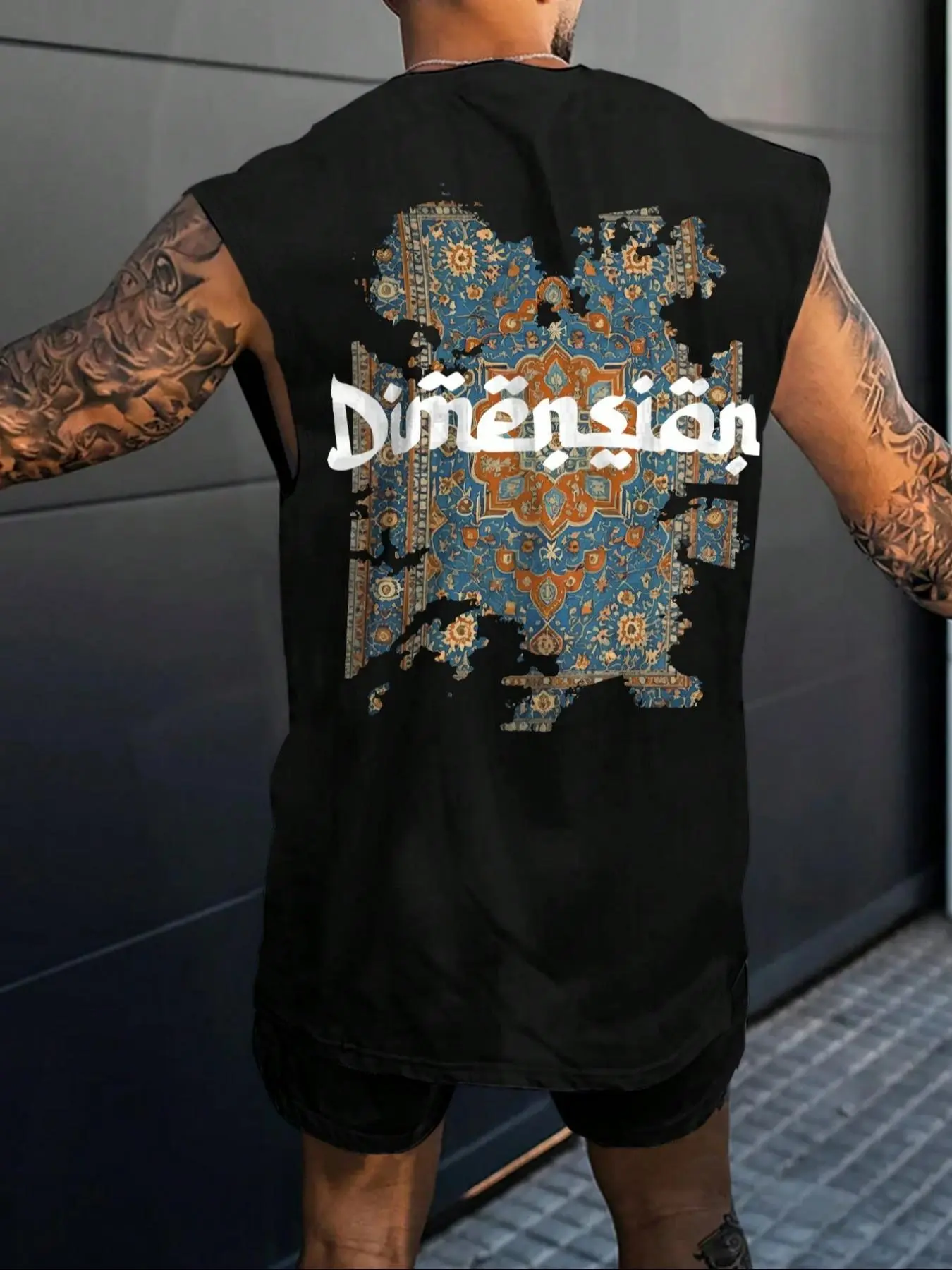 Men's Regular Fit Graphic Print Round Neck Tank Top, Casual Sleeveless Vest for Summer, Fashion Men's Top for Daily Wear
