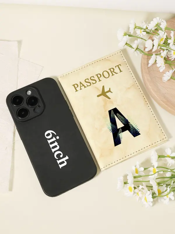 Letter Pattern Passport Case, Lightweight & Portable Passport Holder, Multi-functional Passport Cover, Travel Accessories for Men & Women 2