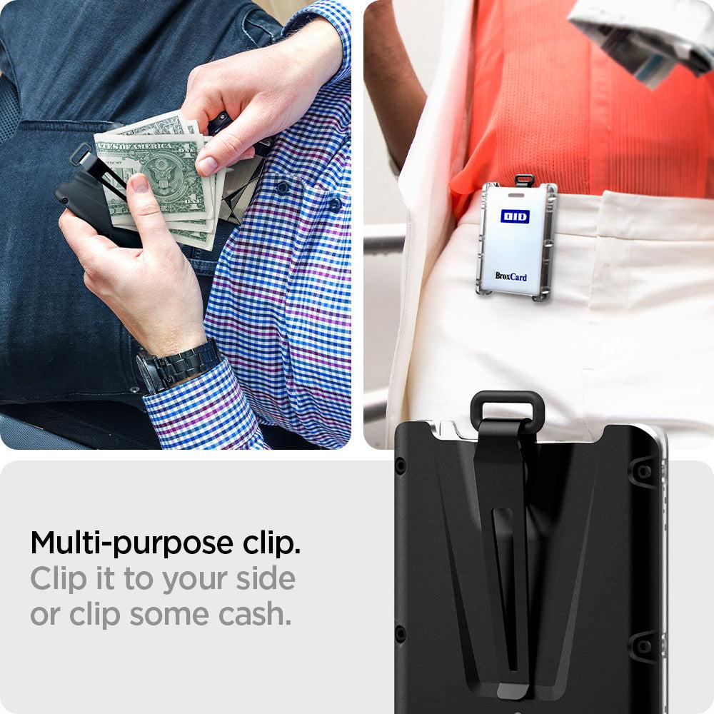Spigen ID Card Holder with Clip Badge Holder - Black AFA03144