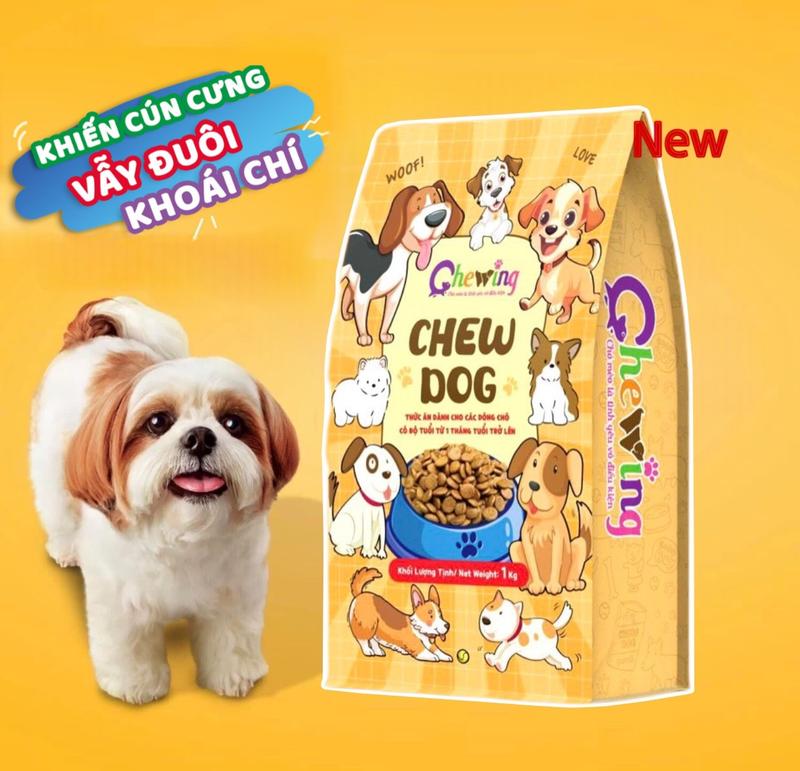 Thức ăn hạt cho chó 2KG Chew Dog.bổ sung thịt cá và rau củ giúp giảm rụng lông chảy nước mắt,tốt cho tiêu hóa