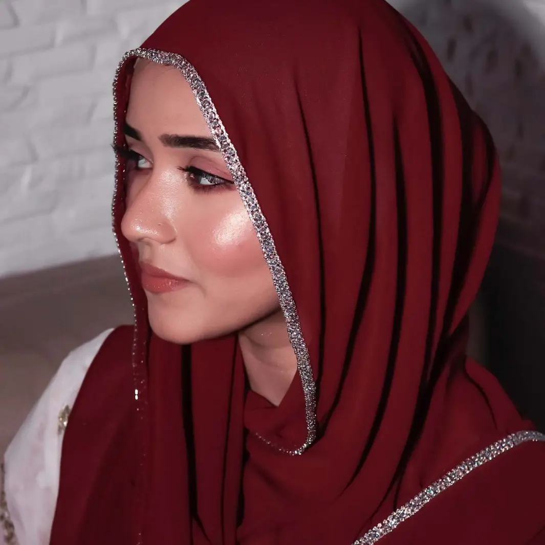 New shiny diamond shawl, solid color heavy chiffon (70*180cm) shimmer  shawl beaded  shawl shawl  beads  manik mantilla  veil