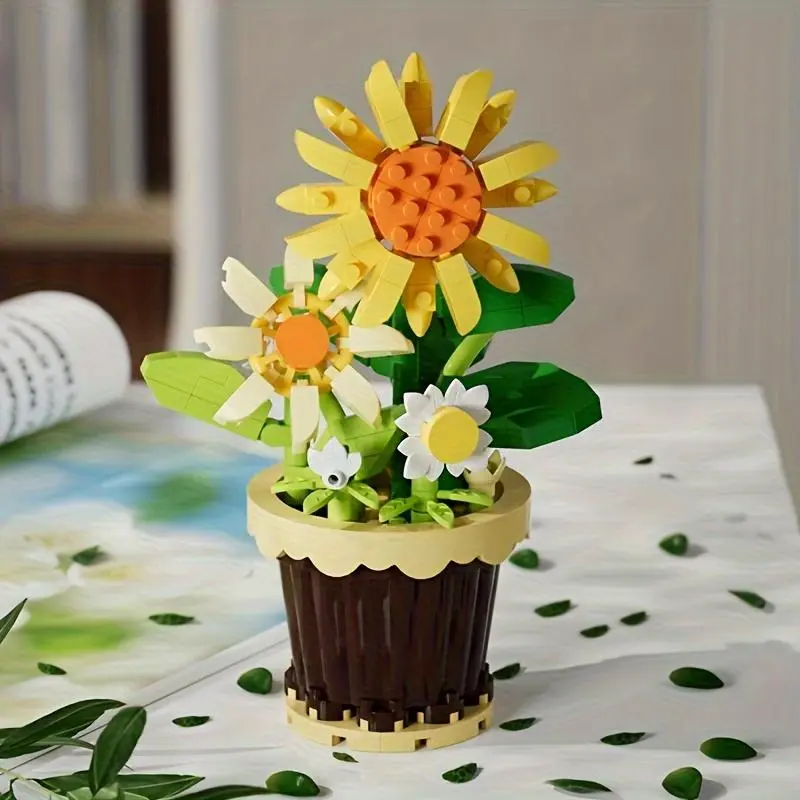 DIY Flower Building Blocks, Mini Flower Building Blocks, Creative Desktop Decoration, Educational Assembly Toy for Teenager & Adults 3