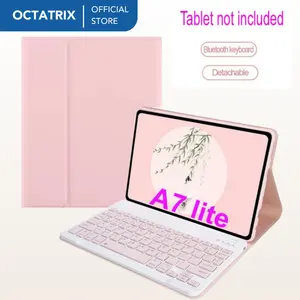 Case Compatible For Sam sung Tab A11+ / A11  A7 Lite A8 X200 X205 S6 Lite Samsung S7/S8 S9 With Bluetooth Keyboard Set Smart Autolock Premium Quality Casing Hitam Pink