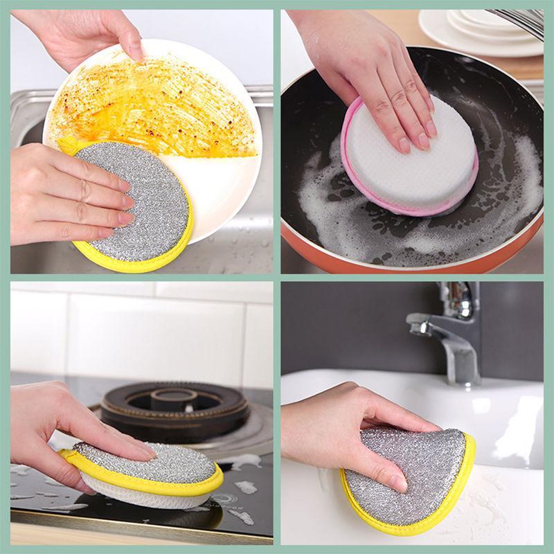 10/5/3PCS Double Side Dishwashing Sponge Dish Washing Brush Pan Pot Dish Wash Sponges Household Cleaning Reusable Kitchen Tools 4