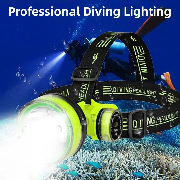 Diving Headlight Rechargeable Professional Flashlight Waterproof Led Fishing Flashlight