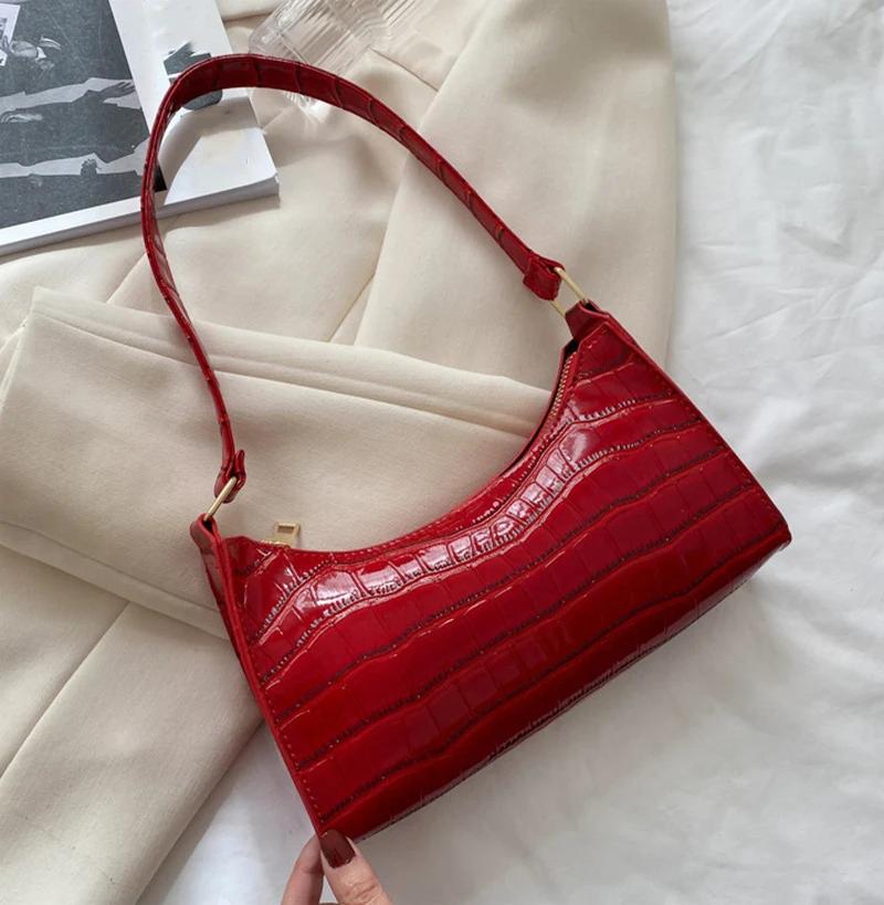 Product Introduction of Fashion PU Leather Bags for Women Alligator Pattern Armpit Handbag Female Small Underarm Messenger Bag Purse 18