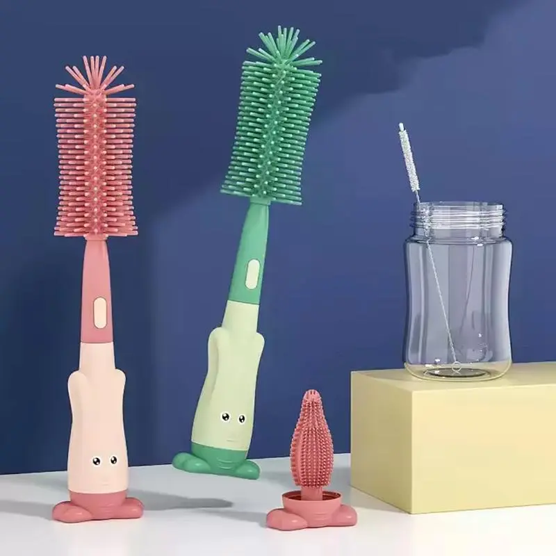 Soft Head Baby Bottle Brush Set, 1 Set Multifunctional Silicone Baby Bottle Cleaning Tools, Baby Bottle Cleaners for Daily Use
