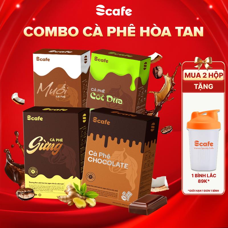 Cà phê hoà tan thơm ngon cà phê gừng cà phê muối cà phê cốt dừa Scafe - cà phê sữa - 1 hộp 9 gói x 16g hạt Fine Robusta Sấy Thăng Hoa - Cafe Coffee Socola Đường