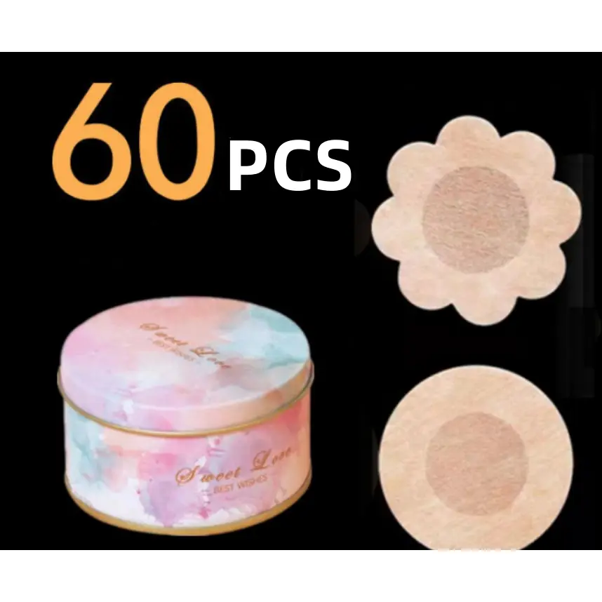 Miếng Dán Ngực Chống Va Đập, 60 Chiếc, Bao Gồm Đóng Gói Hộp Sắt, Thoáng Khí, Thích Hợp Để Bơi Lội, Vô Hình, Dùng Một Lần, Làm Bằng Chất Liệu Không Dệt Đồ Lót