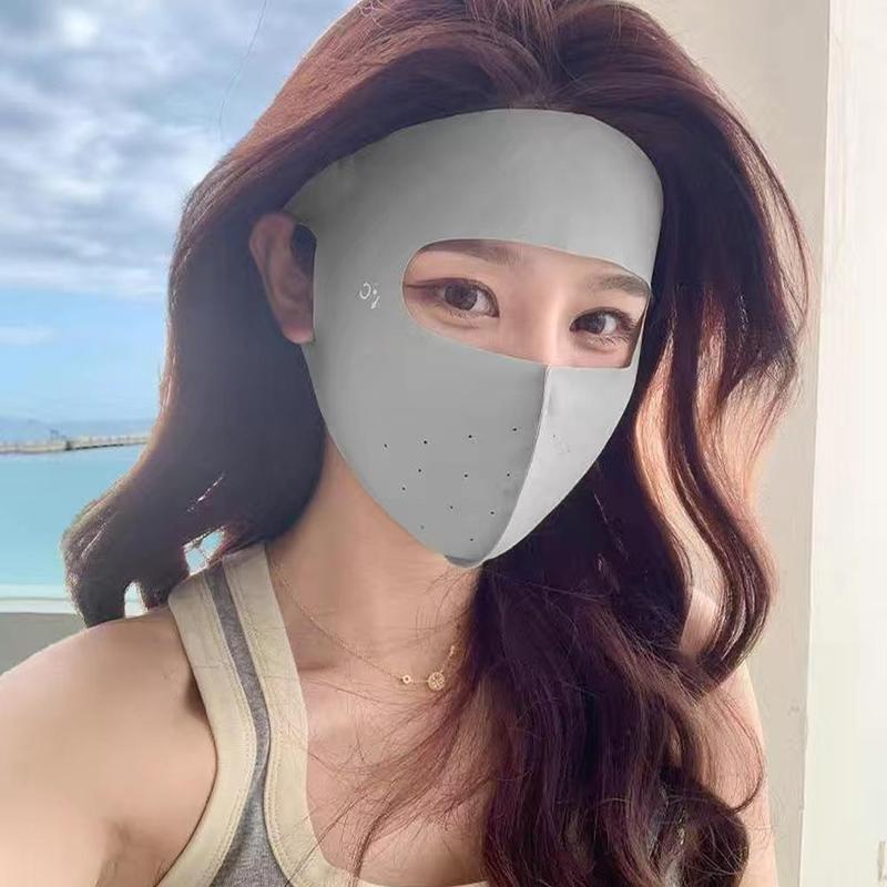 Product Introduction of 1pc Summer Ice Silk Sunscreen Mask Full Face Sun Protection Mask Forehead Facial Gini Thin Section Breathable Anti Ultraviolet Mask 22