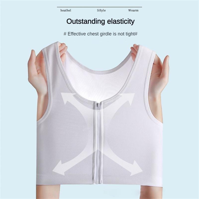 Front Zipper Chest Binder Tomboy Pullover Sports Bra Vest Seamless Breathable Women Flat Breast Binder Vest Underwear 5