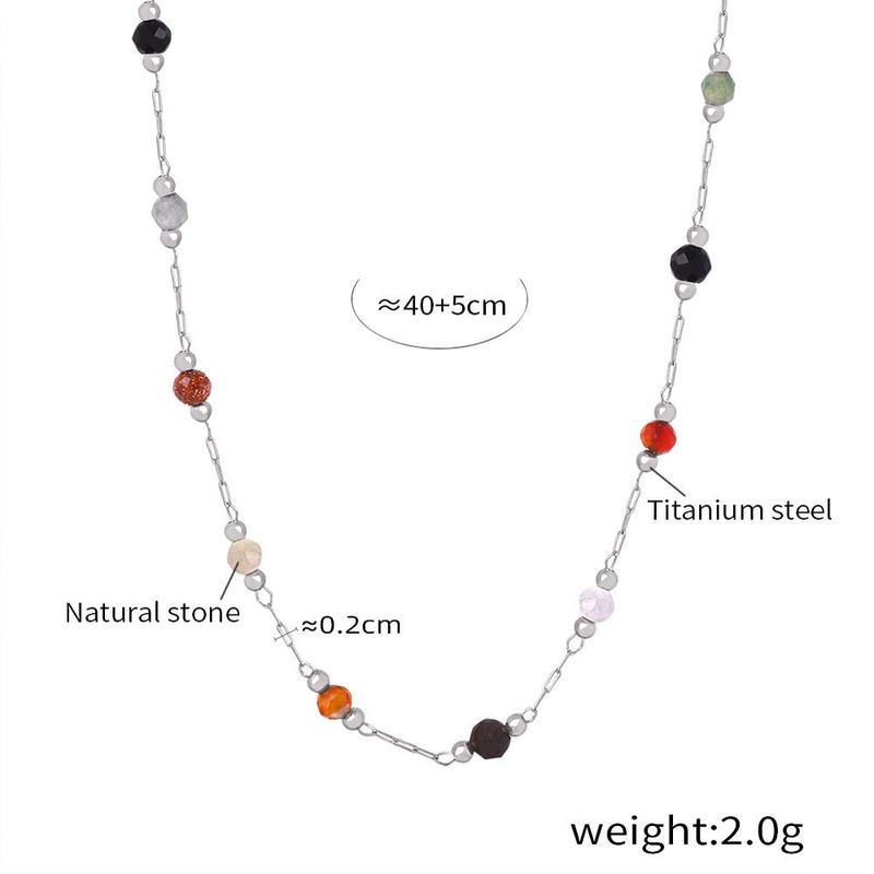 New Fashion Niche Design Personality Simple Natural Handmade Beaded Necklace Bracelet Set Jewelry for Women 6