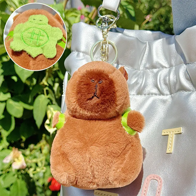 móc chìa khóa Kawaii Plush Snotty Capybara Móc Chìa Khóa Capybara Dễ Thương Với Túi Rùa Quà Tặng Sinh Nhật Sáng Tạo