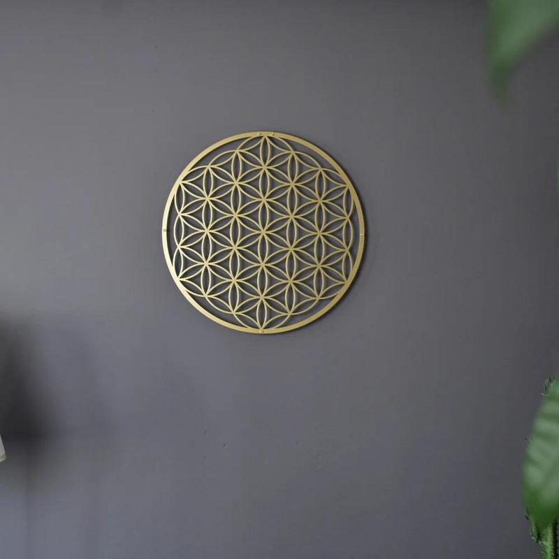 Livingroom Wall Art 1 PC Flower of Life Metal Wall Art Bedroom Wall Decor Lotus Wall Art Above Couch Deco Flower Wall 1