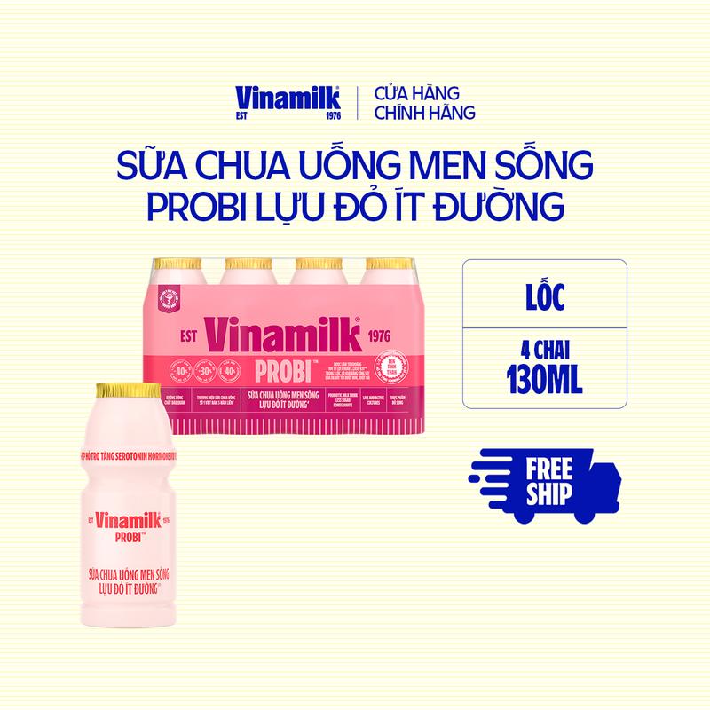 [CHỈ GIAO THÀNH PHỐ LỚN BÁN KÍNH 10KM] 3 lốc Sữa chua uống Probi Vị Lựu Đỏ Ít Đường -chai 30ml (12 chai)
