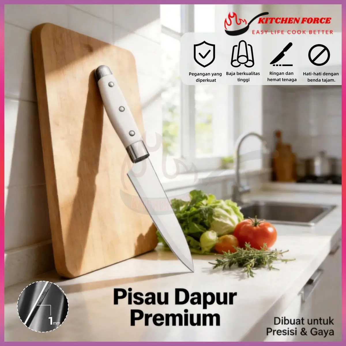 Pisau Serbaguna Mata Pisau Penuh Baja Tahan Karat 28cm - Peralatan Dapur, Pisau Buah Rumah Tangga, Aman, Tajam, Pisau Baja Tahan Karat dengan Kekerasan Tinggi