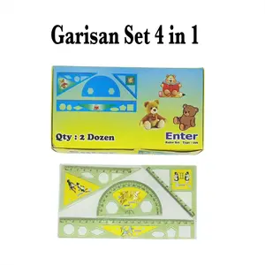 Penggaris Set Plastik 4in1 isi 4 pcs (Pak Kecil)