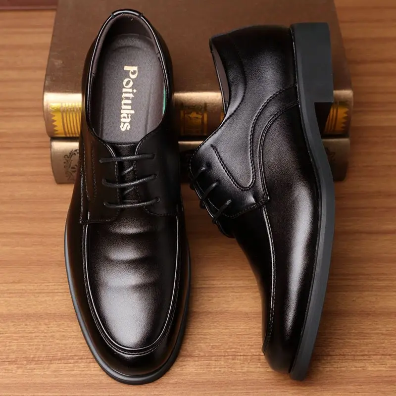 [New Style] Men's Leather Shoes Business Casual Formal Leather Shoes Versatile Soft Sole Breathable Wedding Shoes Work Shoes