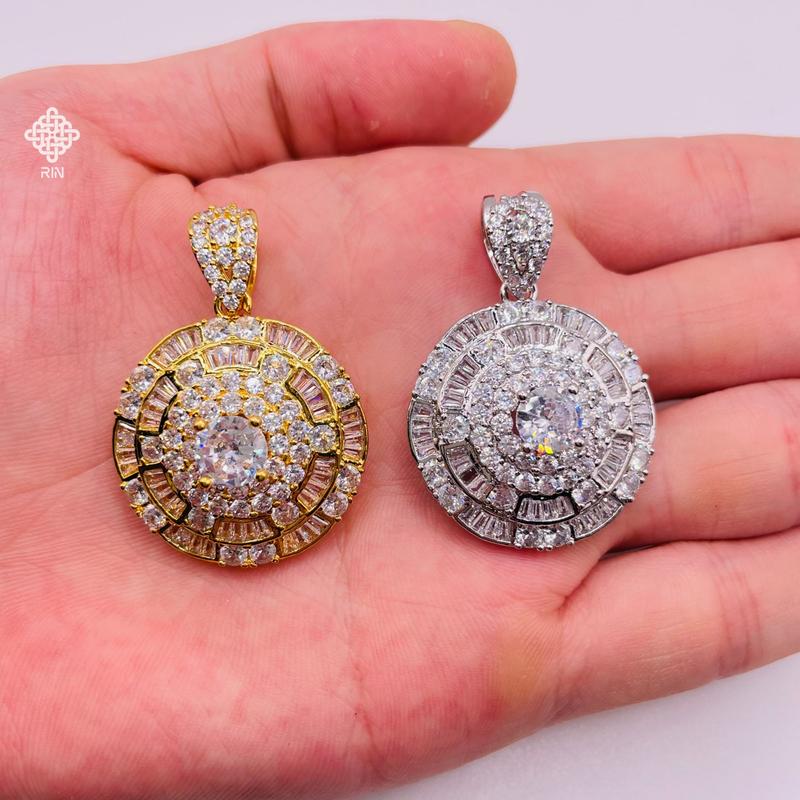 Mặt dây chuyền titan đính đá, Mặt vòng cổ sang trọng dùng để đi tiệc chất liệu titan không phai màu mã 03, trangsucmoiluatuoi.RIN