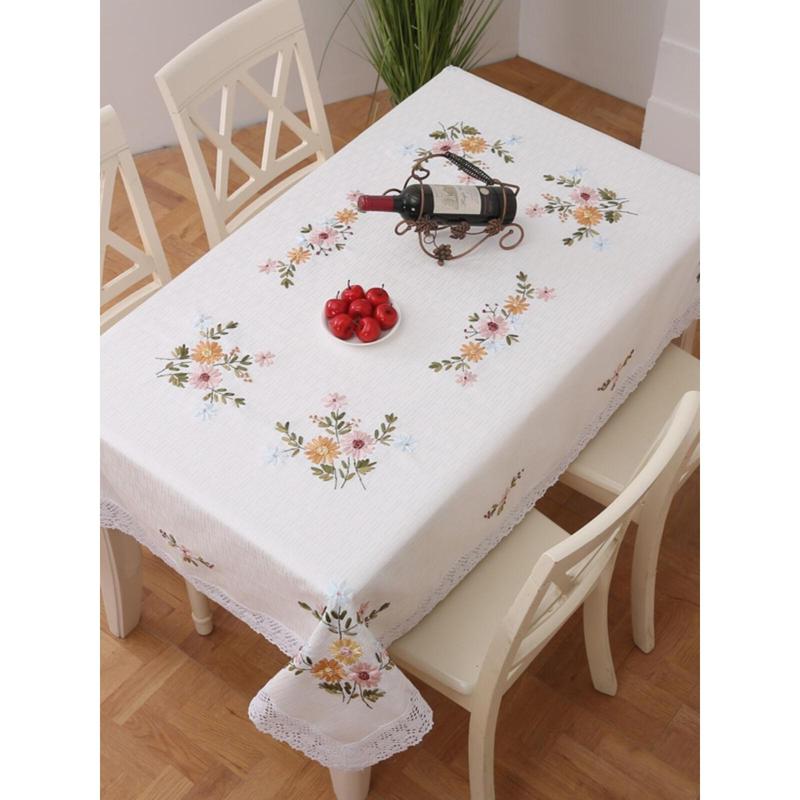 Dining Table Cloth Tablecloth Rectangular For Home Ribbon Embroidery ...