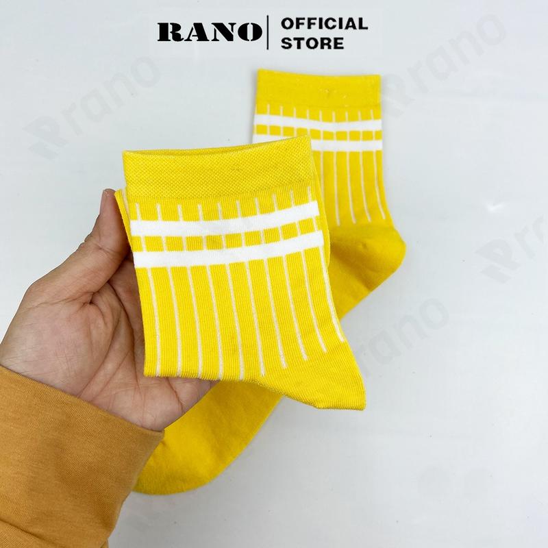 Product Introduction of Tất vớ nam nữ kẻ 2 sọc ngang cổ trung cao nhiều màu hàn quốc cotton trắng đen xanh vàng xám TAT_2SOC 19